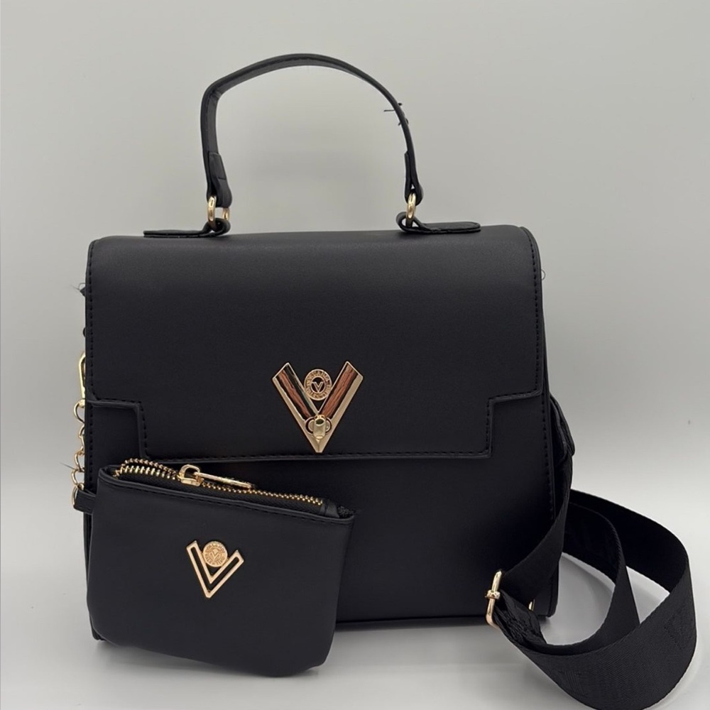Valentino Orlandi Black and Gold Satchel Set